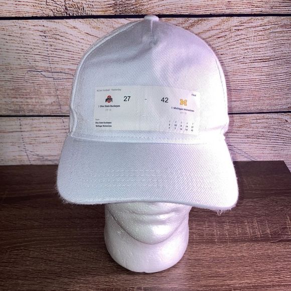 Mens Innovation Ohio State 27- Michigan Wolverines 42 Big 10 White Game Hat - Picture 1 of 10
